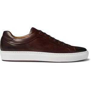 Hugo Boss Mirage Leather Sneakers In Burgundy (Men)